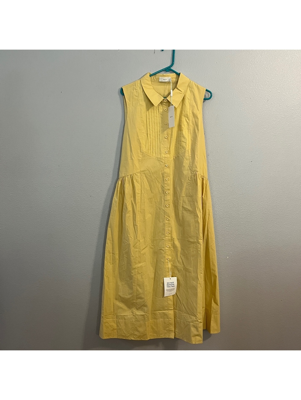 MAYE Corinne Shirtdress 2XL Lemon Yellow Cotton Poplin Midi Dress NWT